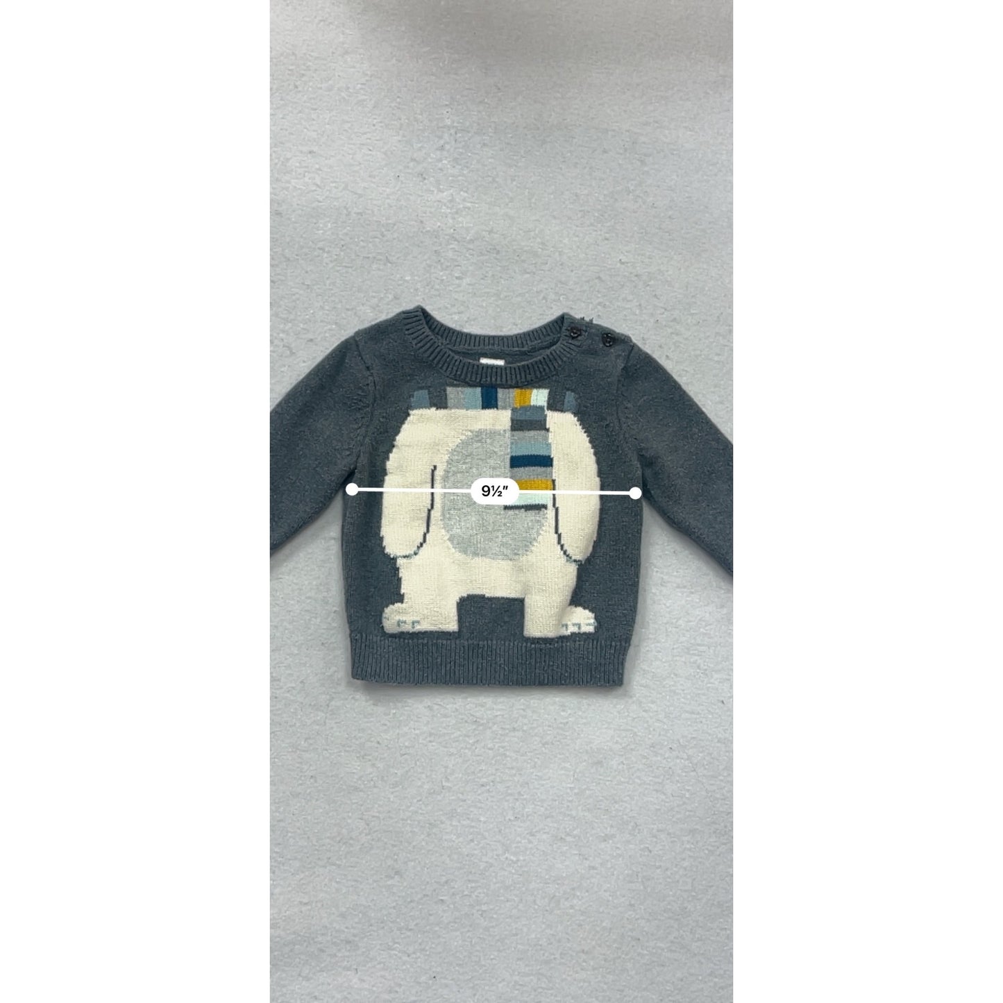 Baby Gap Gray Knit Sweater With Polar Bear Scarf Design 12-18M #131C