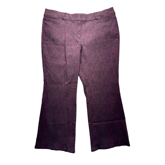 Lane Bryant The Allie 20R Paisley Stretch Pants Purple & Black #148B