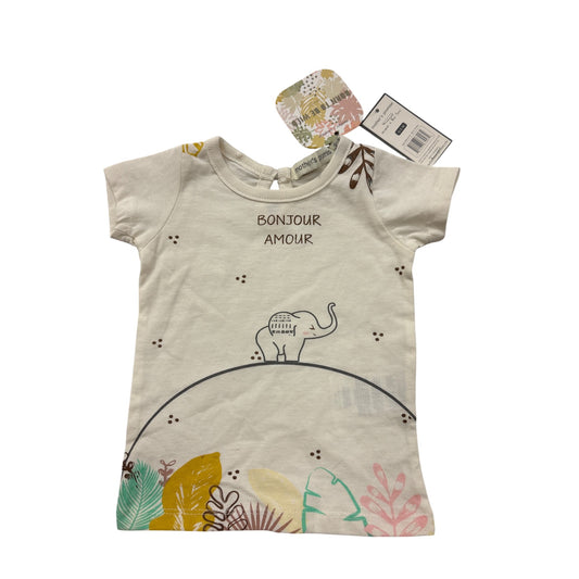 Mothers Promise Baby Onesie 0-3M Bonjour Amour Elephant Print 100% Cotton #6973