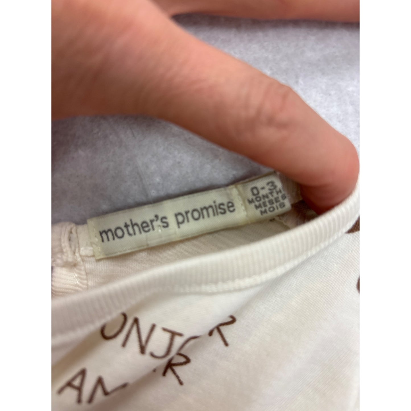Mothers Promise Baby Onesie 0-3M Bonjour Amour Elephant Print 100% Cotton #6973