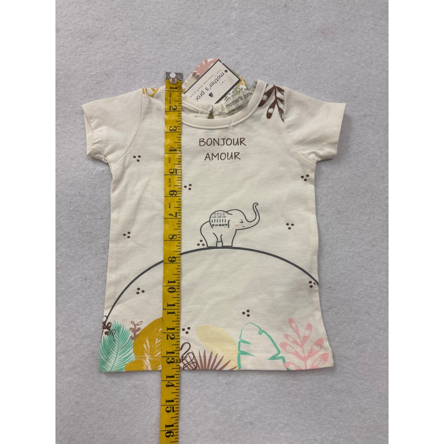 Mothers Promise Baby Onesie 0-3M Bonjour Amour Elephant Print 100% Cotton #6973