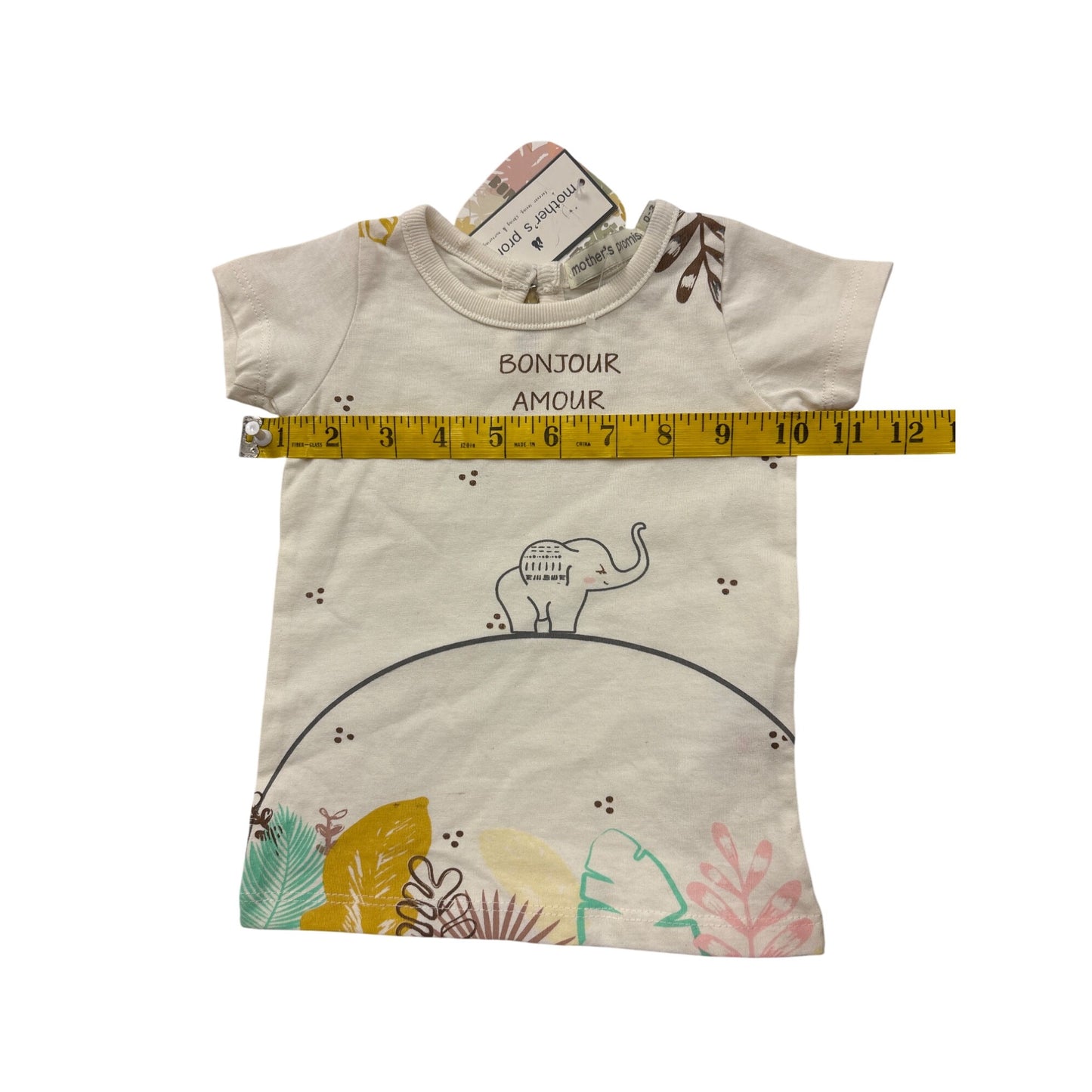 Mothers Promise Baby Onesie 0-3M Bonjour Amour Elephant Print 100% Cotton #6973