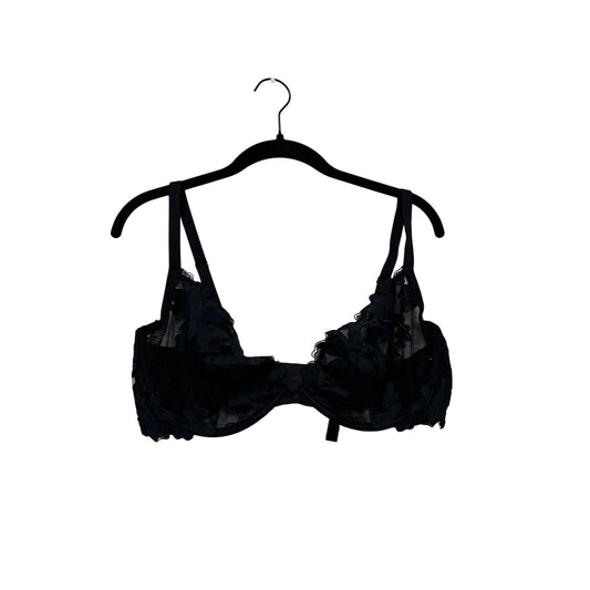 Victorias Secret Black Lace Floral Underwire Bra Size 34DD #139A