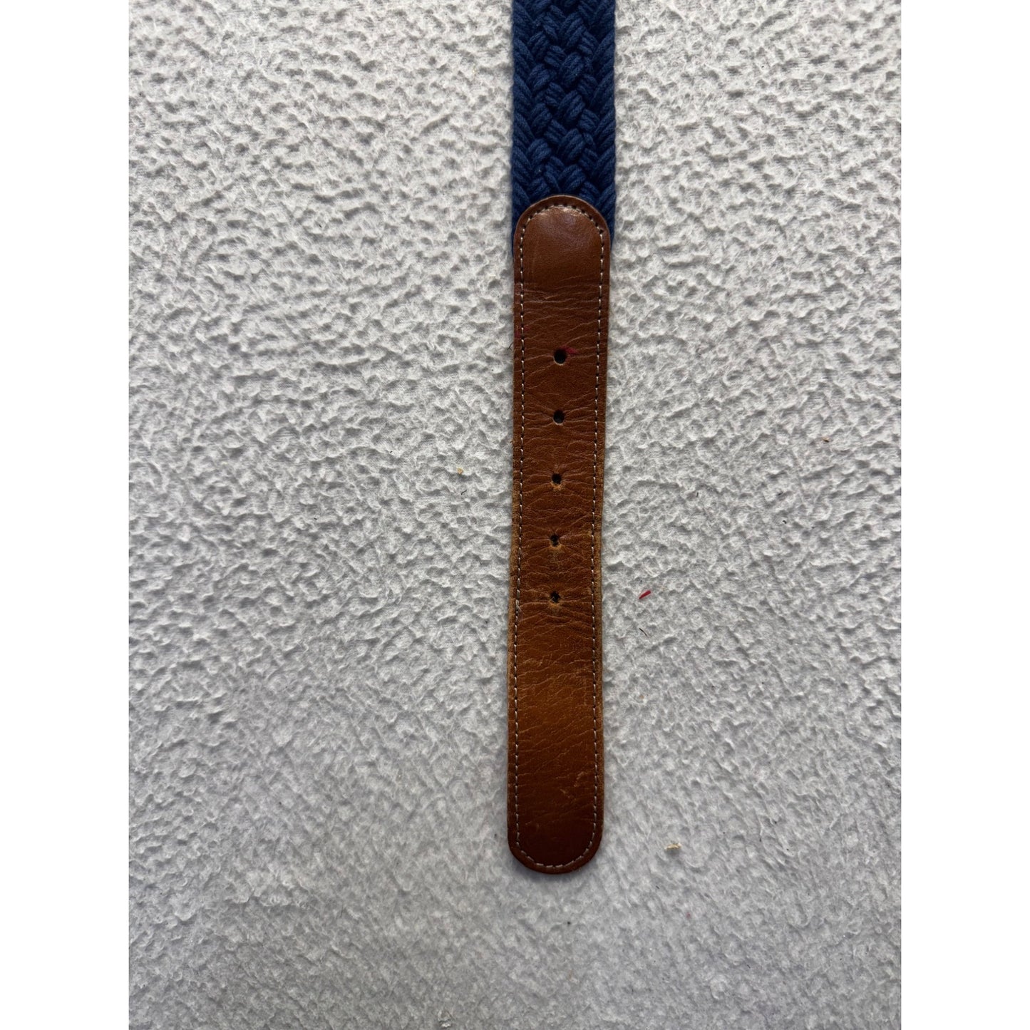 Braided Navy Blue Belt With Brown Leather Accents - Adjustable Unisex #9891