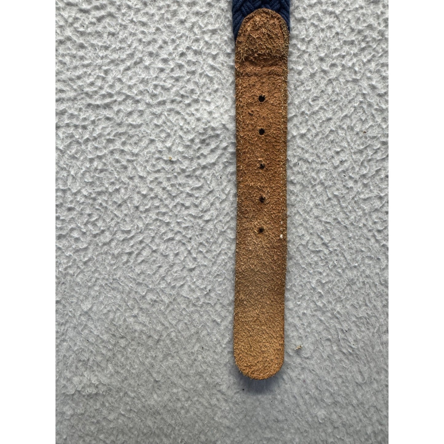 Braided Navy Blue Belt With Brown Leather Accents - Adjustable Unisex #9891