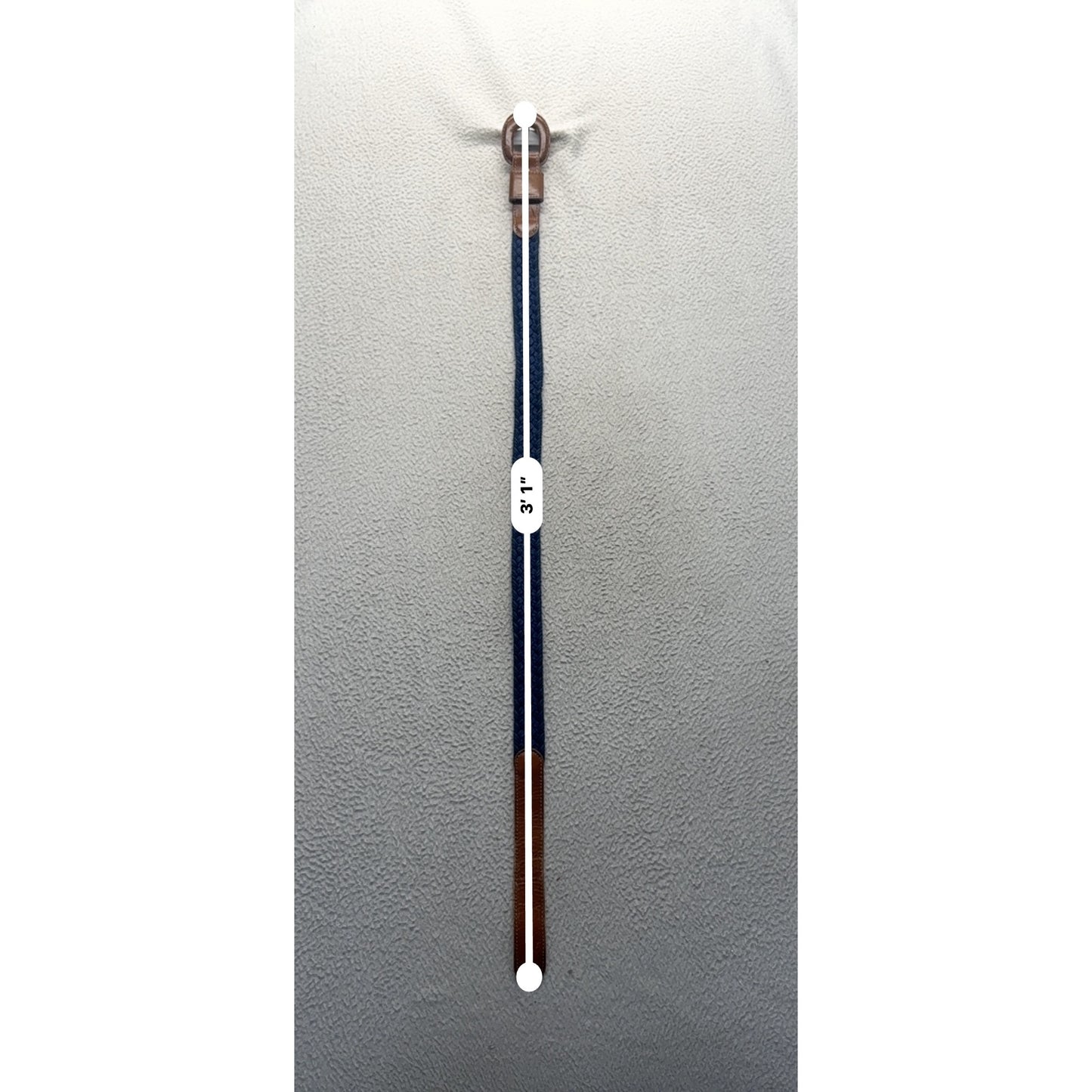 Braided Navy Blue Belt With Brown Leather Accents - Adjustable Unisex #9891