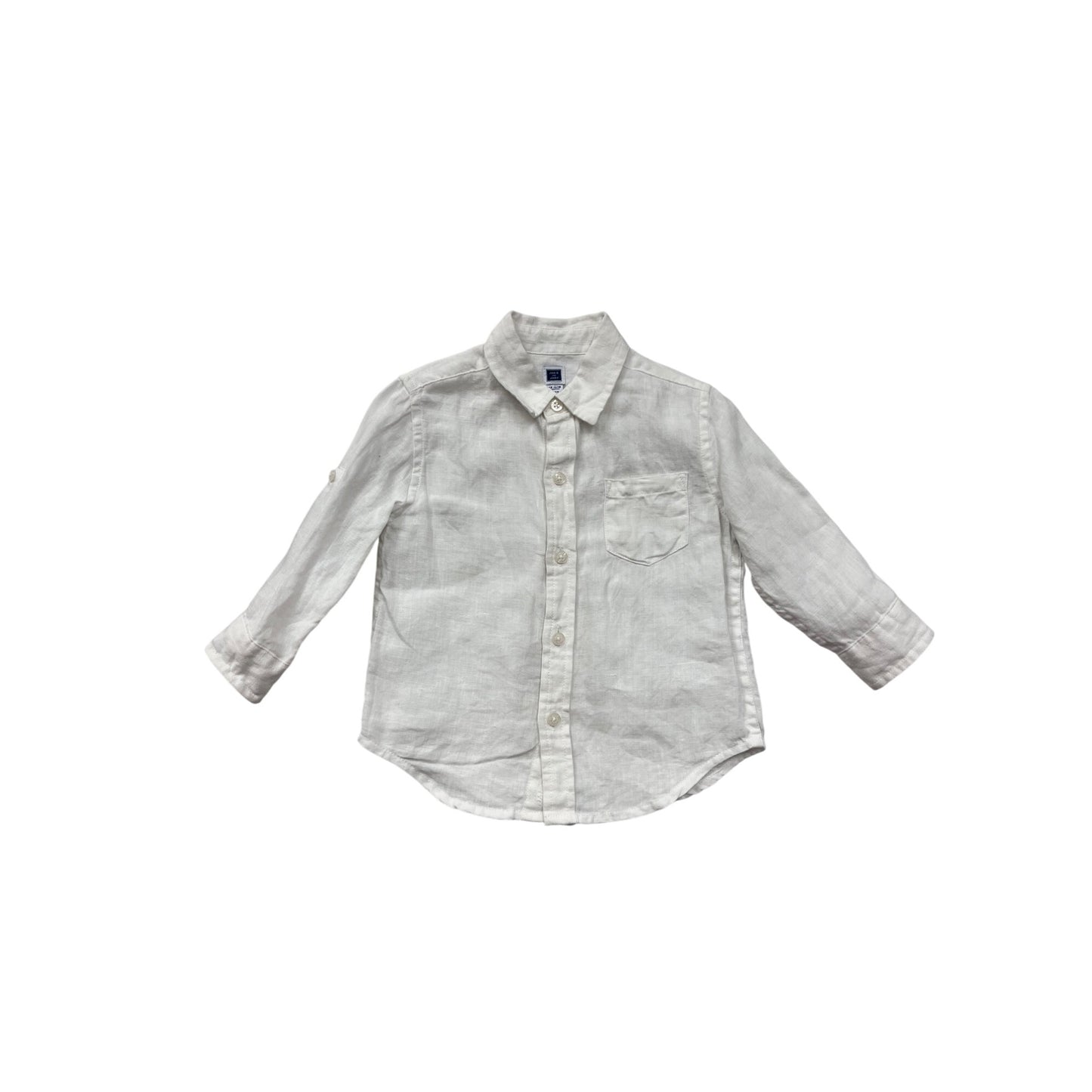 Janie & Jack White Linen Button-Up Shirt 12-18M #8489