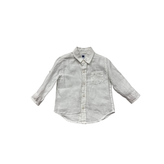 Janie & Jack White Linen Button-Up Shirt 12-18M #8489