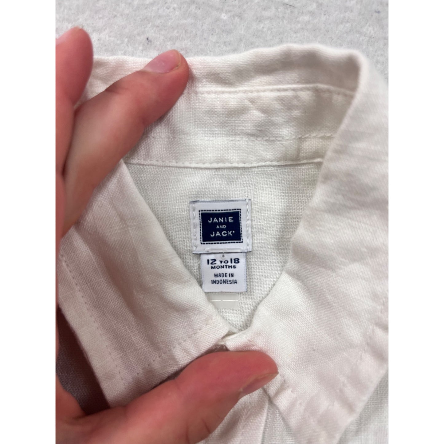 Janie & Jack White Linen Button-Up Shirt 12-18M #8489