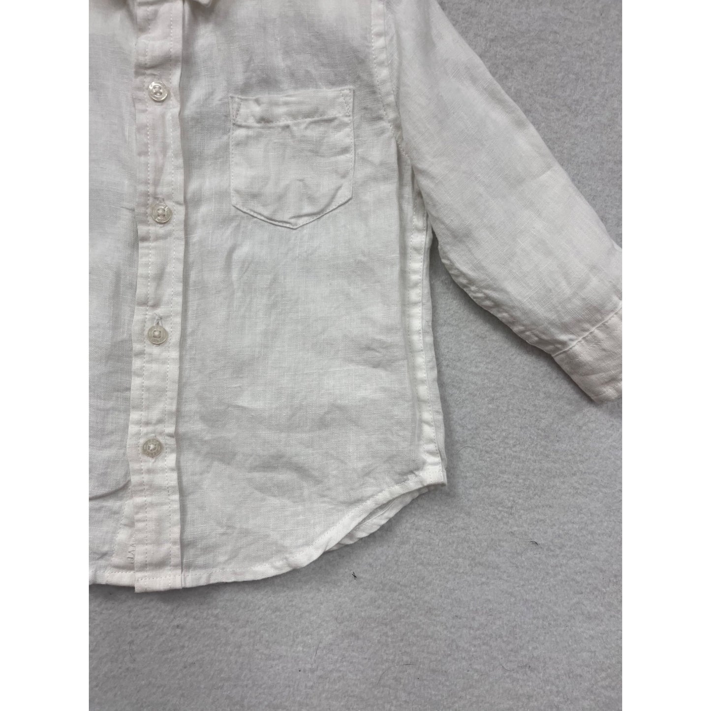 Janie & Jack White Linen Button-Up Shirt 12-18M #8489