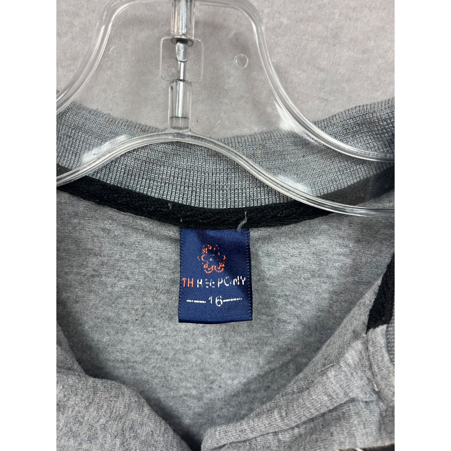 Youth Large Gray Polo Shirt With Tetema Patch & Button Details #8869