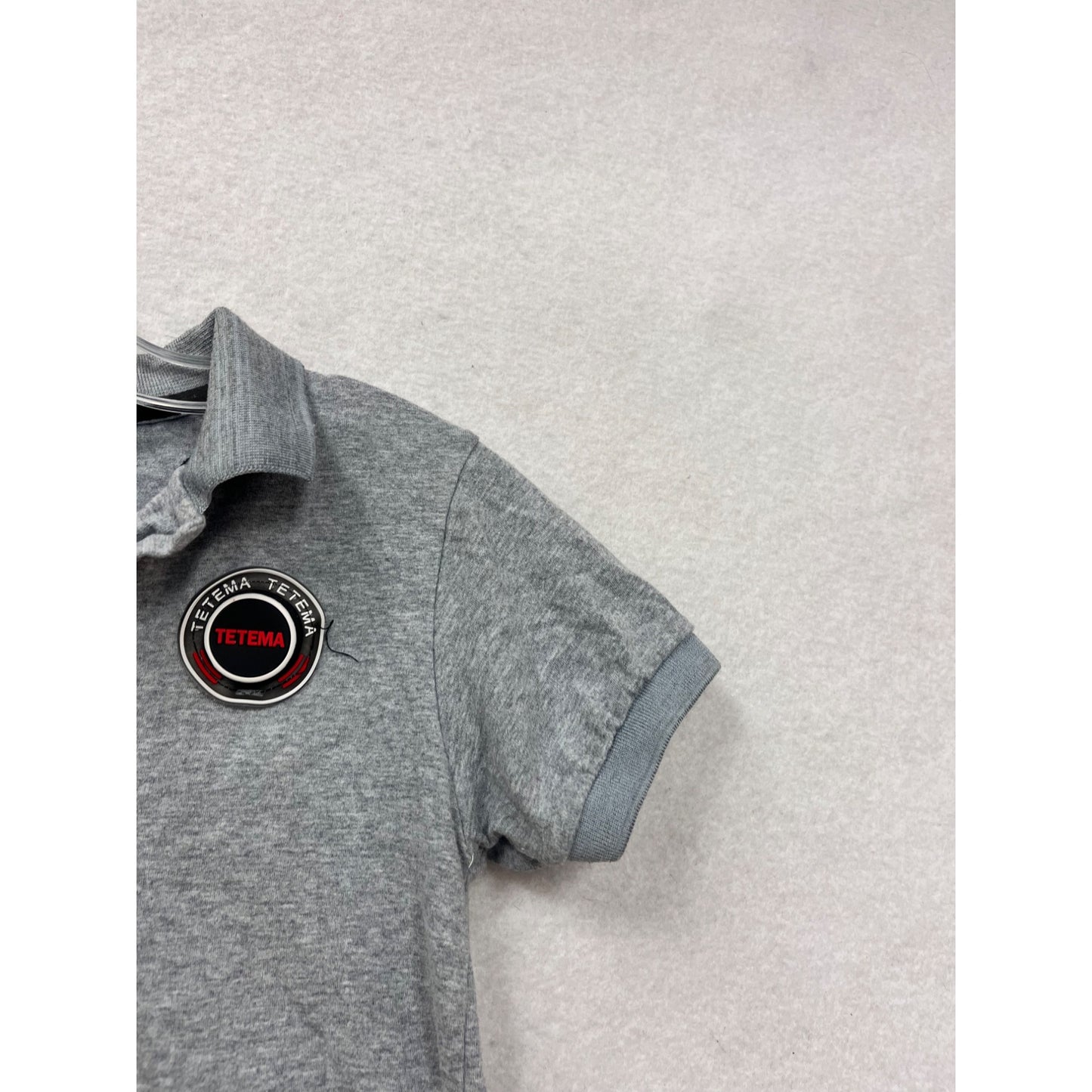 Youth Large Gray Polo Shirt With Tetema Patch & Button Details #8869