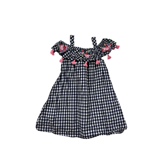 Tommy Bahama 2T Navy Gingham Cotton Dress #8479