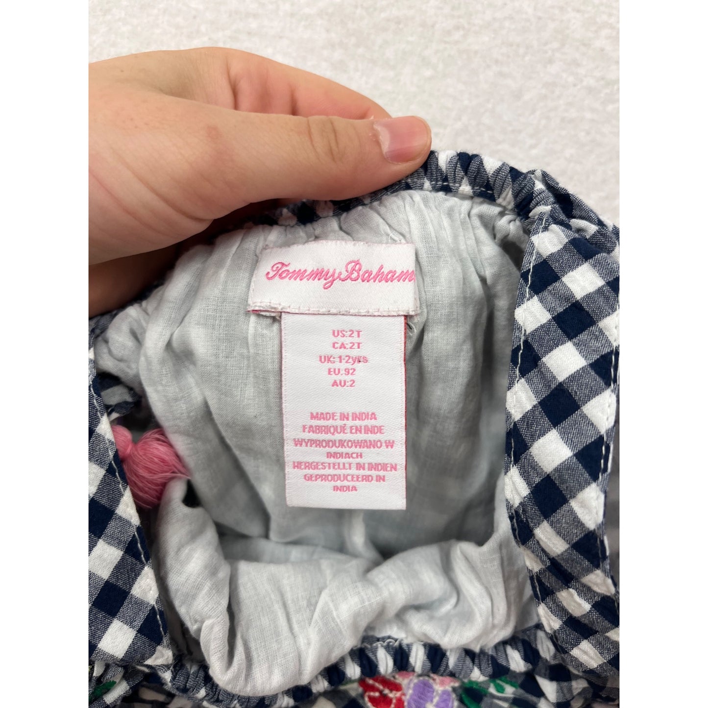 Tommy Bahama 2T Navy Gingham Cotton Dress #8479