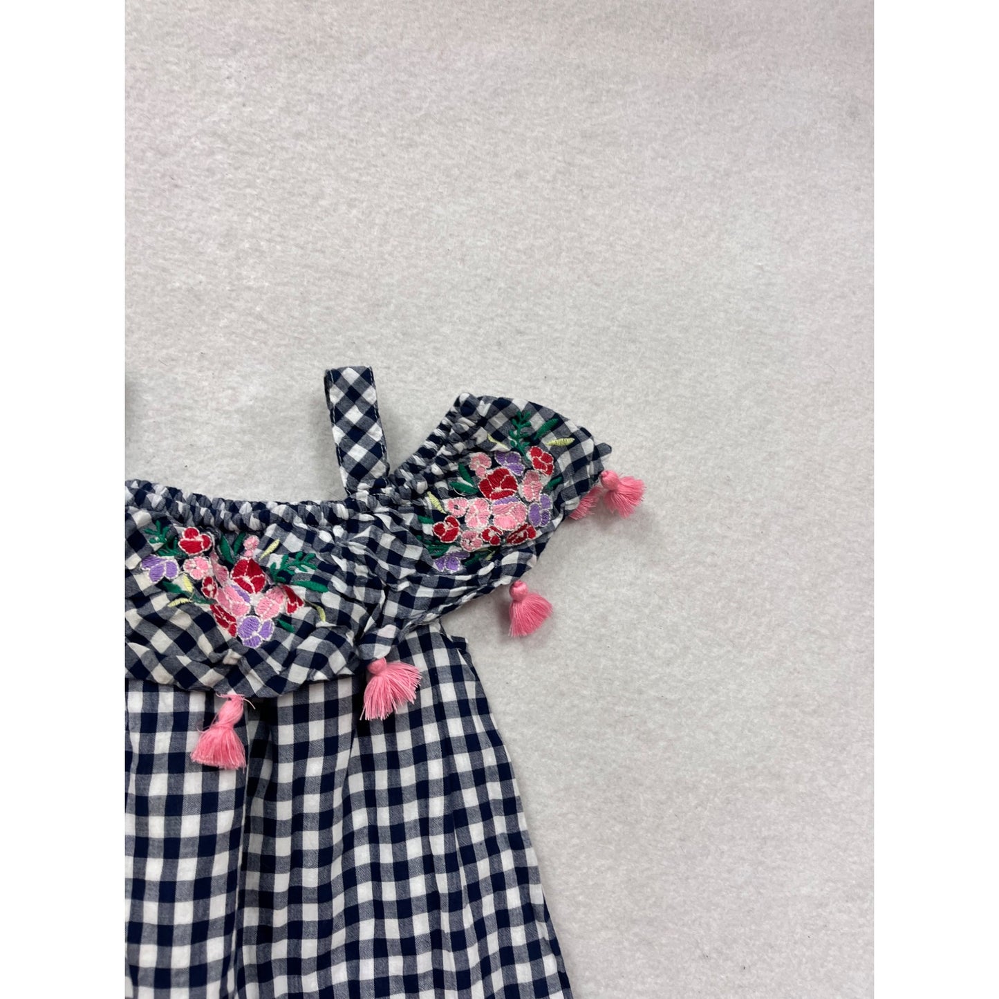 Tommy Bahama 2T Navy Gingham Cotton Dress #8479