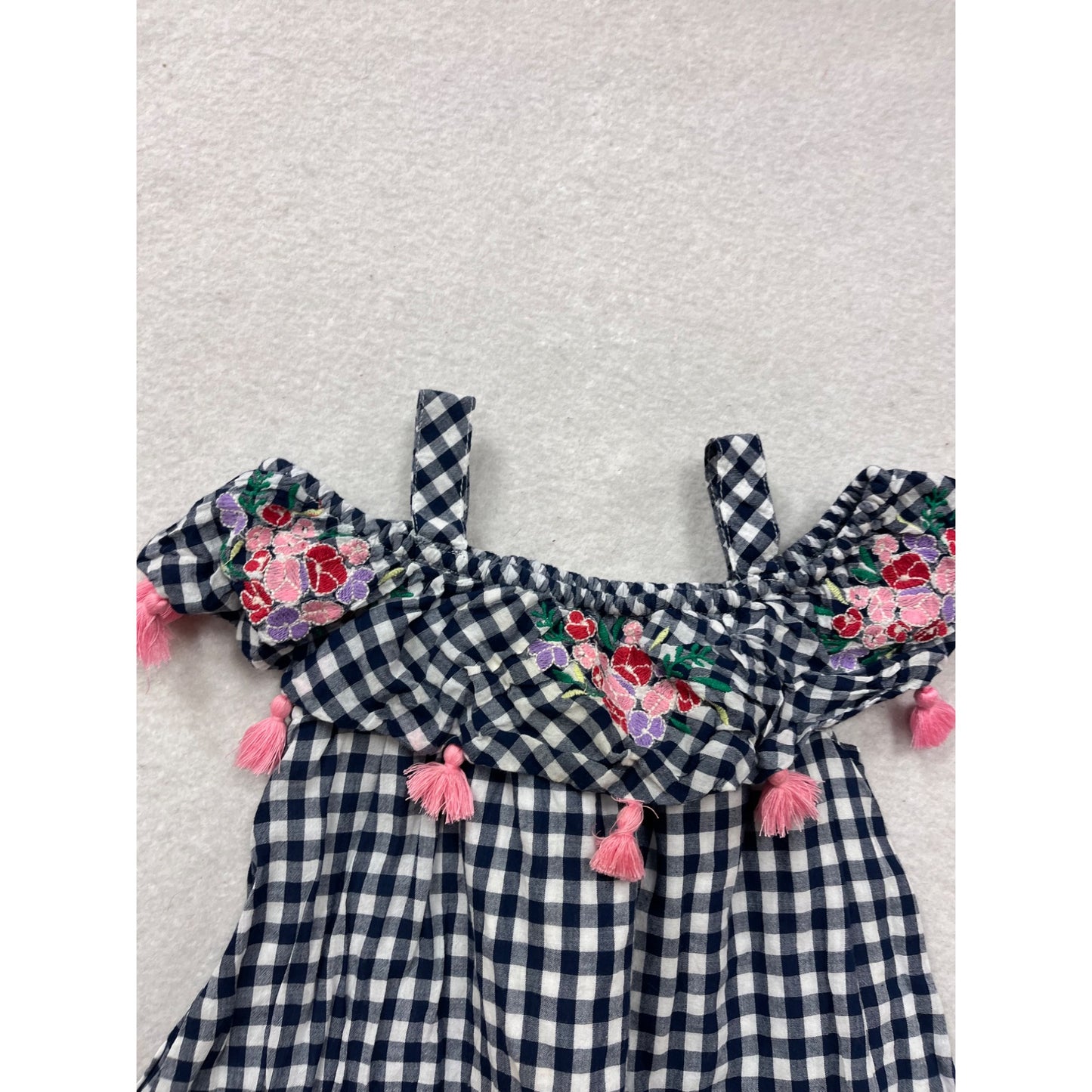 Tommy Bahama 2T Navy Gingham Cotton Dress #8479