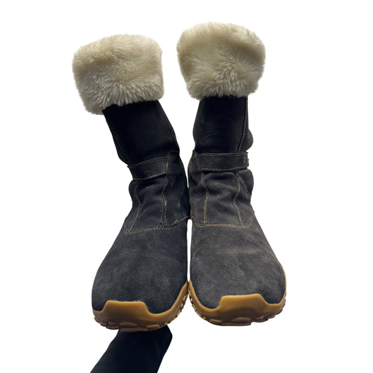 Merrell Black Suede Winter Boots With Faux Fur Lining Size 8 #137B
