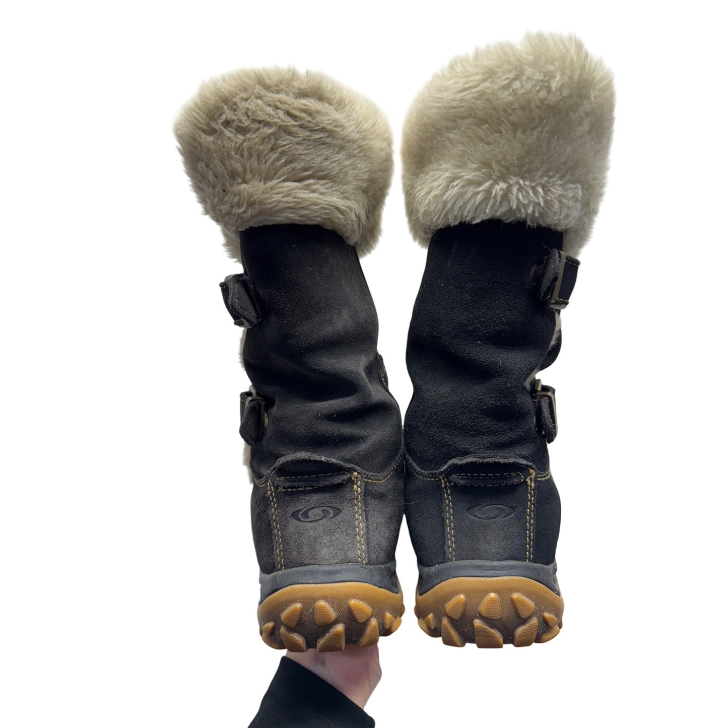 Merrell Black Suede Winter Boots With Faux Fur Lining Size 8 #137B