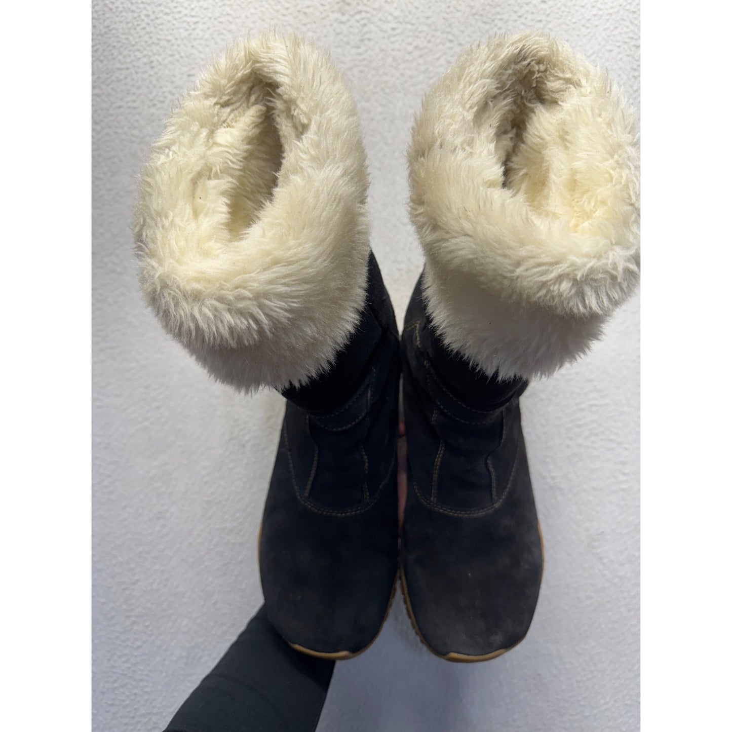 Merrell Black Suede Winter Boots With Faux Fur Lining Size 8 #137B