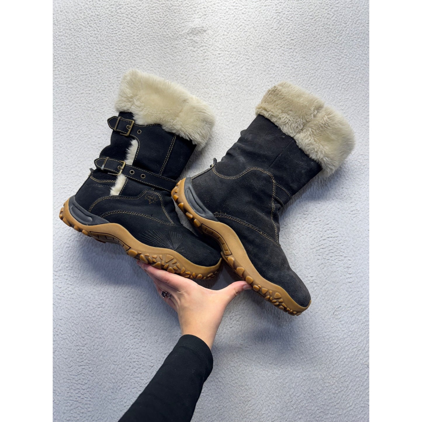 Merrell Black Suede Winter Boots With Faux Fur Lining Size 8 #137B