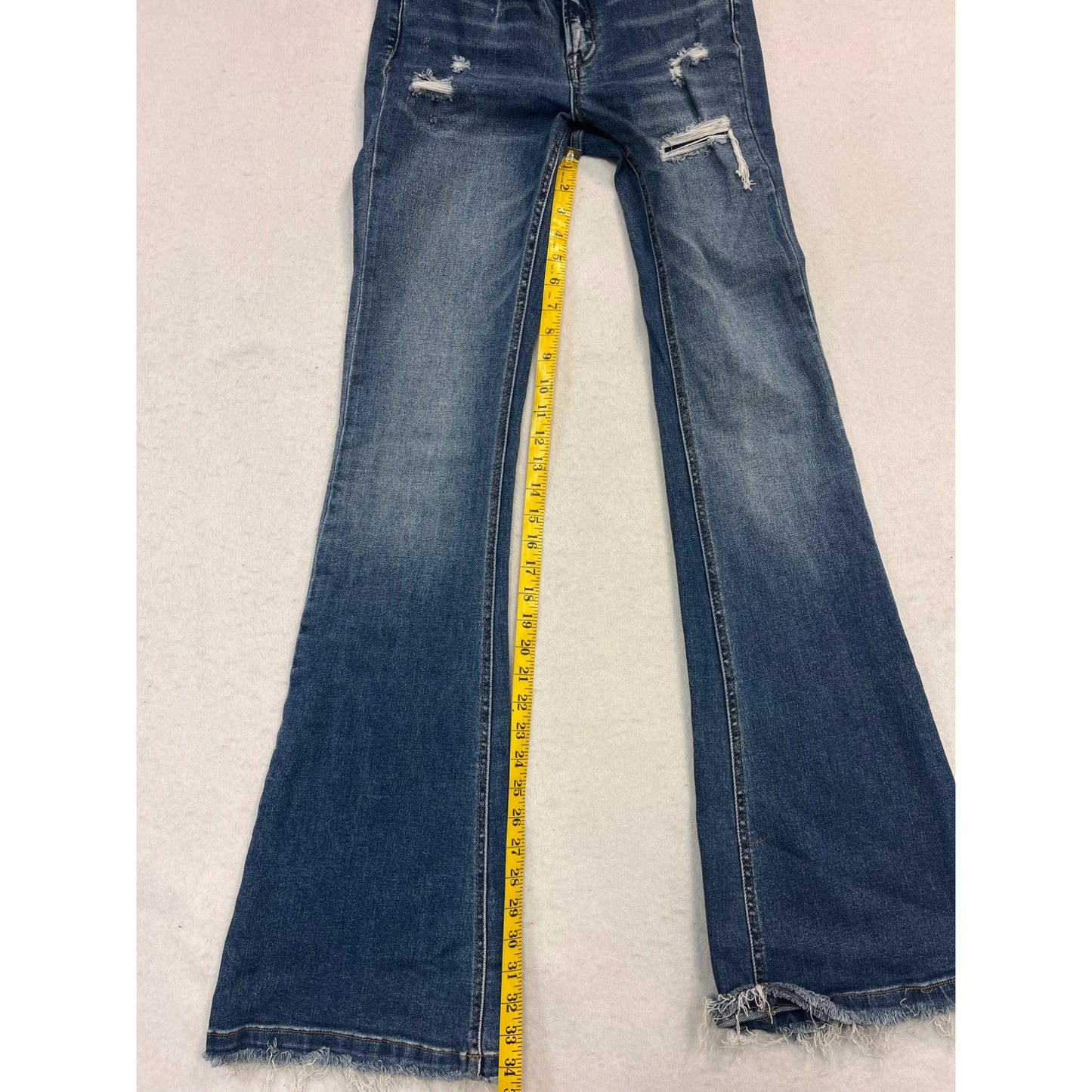 Women’s Mid-Rise Distressed Flared Jeans #2713