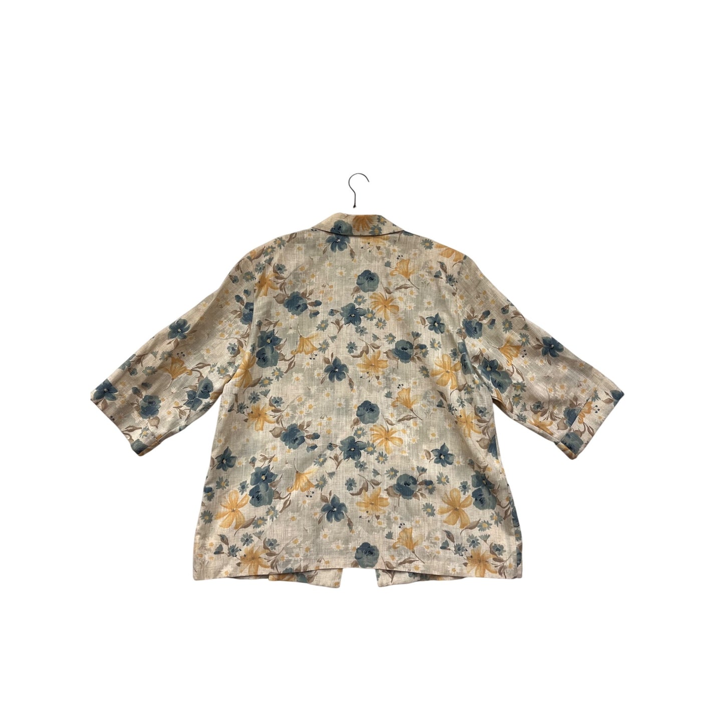 Joanna Plus Womens 2XL Floral Blazer Jacket Beige Teal & Yellow #6947