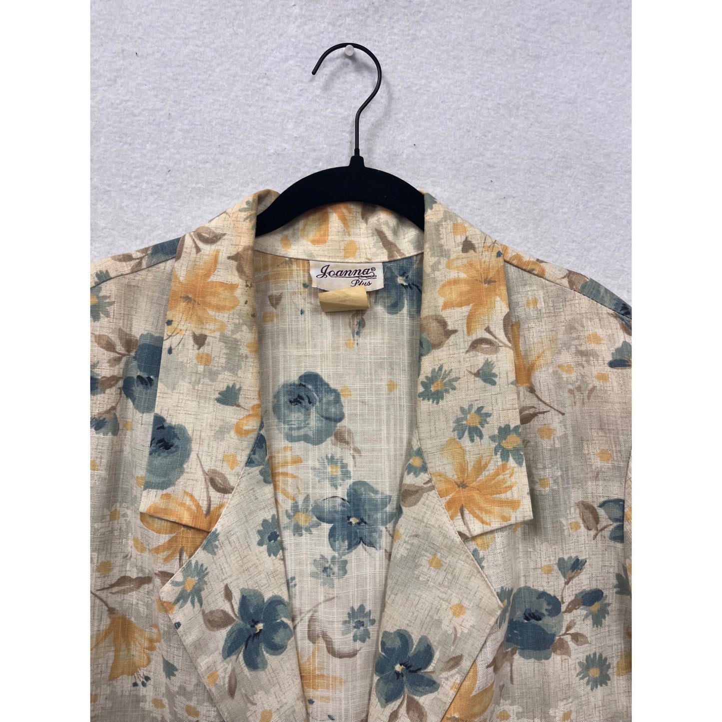 Joanna Plus Womens 2XL Floral Blazer Jacket Beige Teal & Yellow #6947
