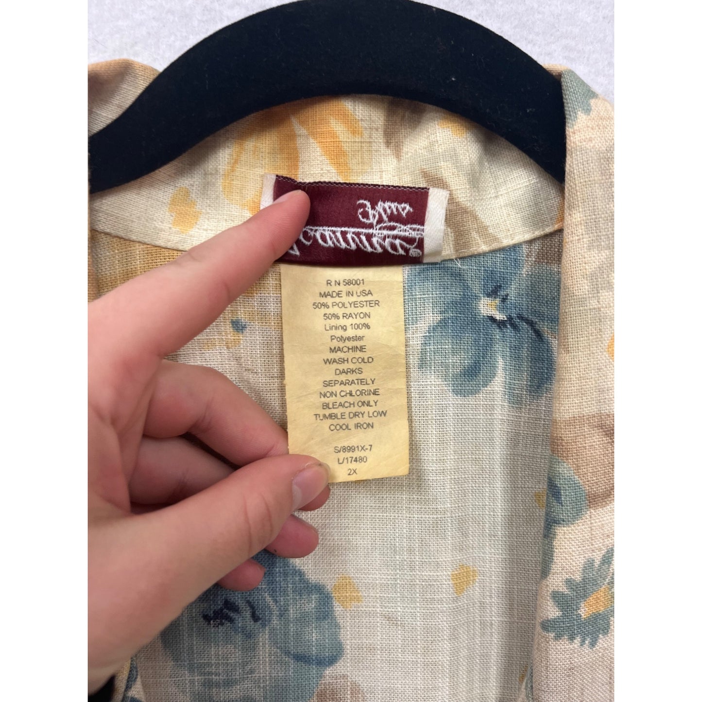 Joanna Plus Womens 2XL Floral Blazer Jacket Beige Teal & Yellow #6947