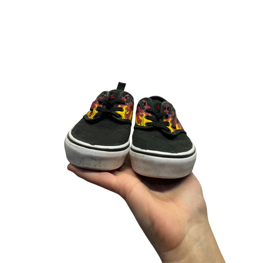Vans Kids Black & Flame Slip-On Sneakers Youth Size 10 Canvas Casual Shoes #9517