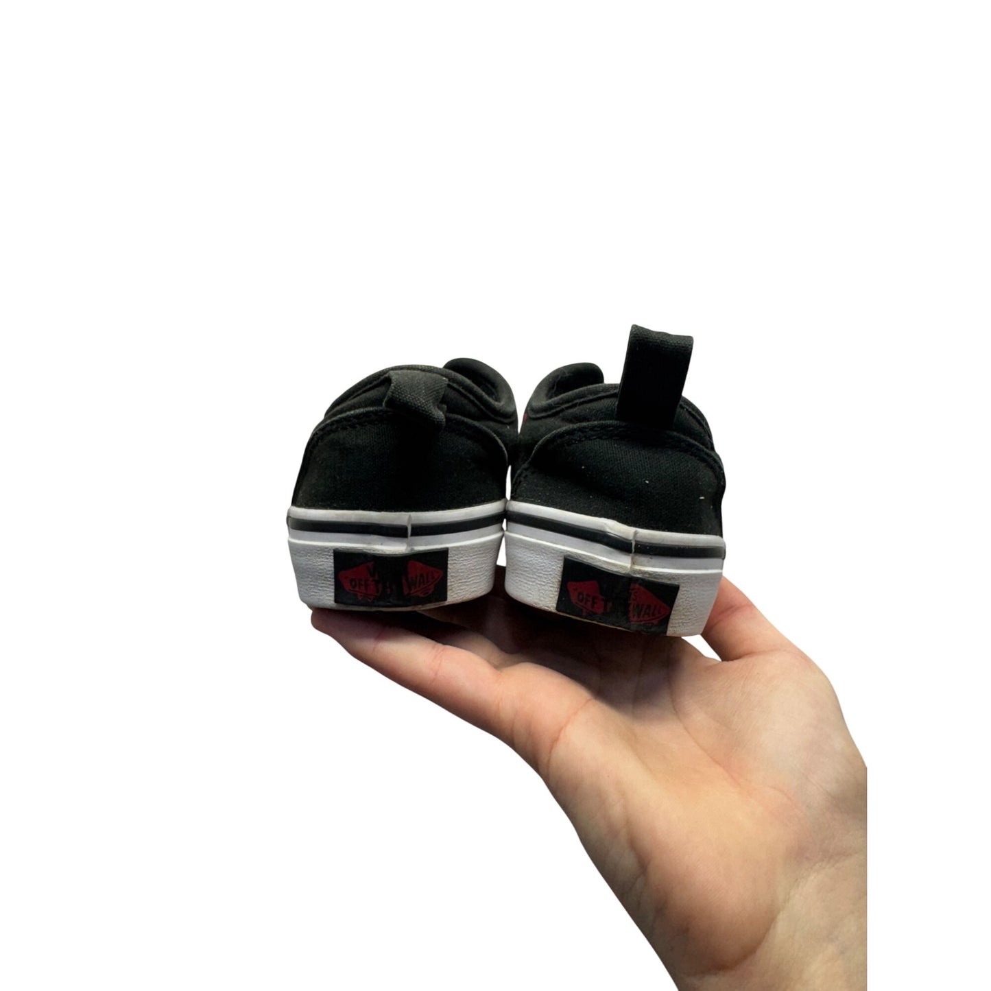 Vans Kids Black & Flame Slip-On Sneakers Youth Size 10 Canvas Casual Shoes #9517