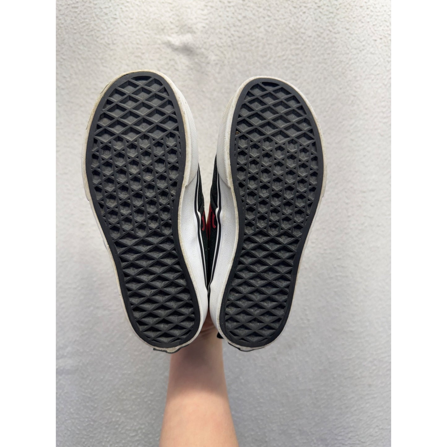 Vans Kids Black & Flame Slip-On Sneakers Youth Size 10 Canvas Casual Shoes #9517