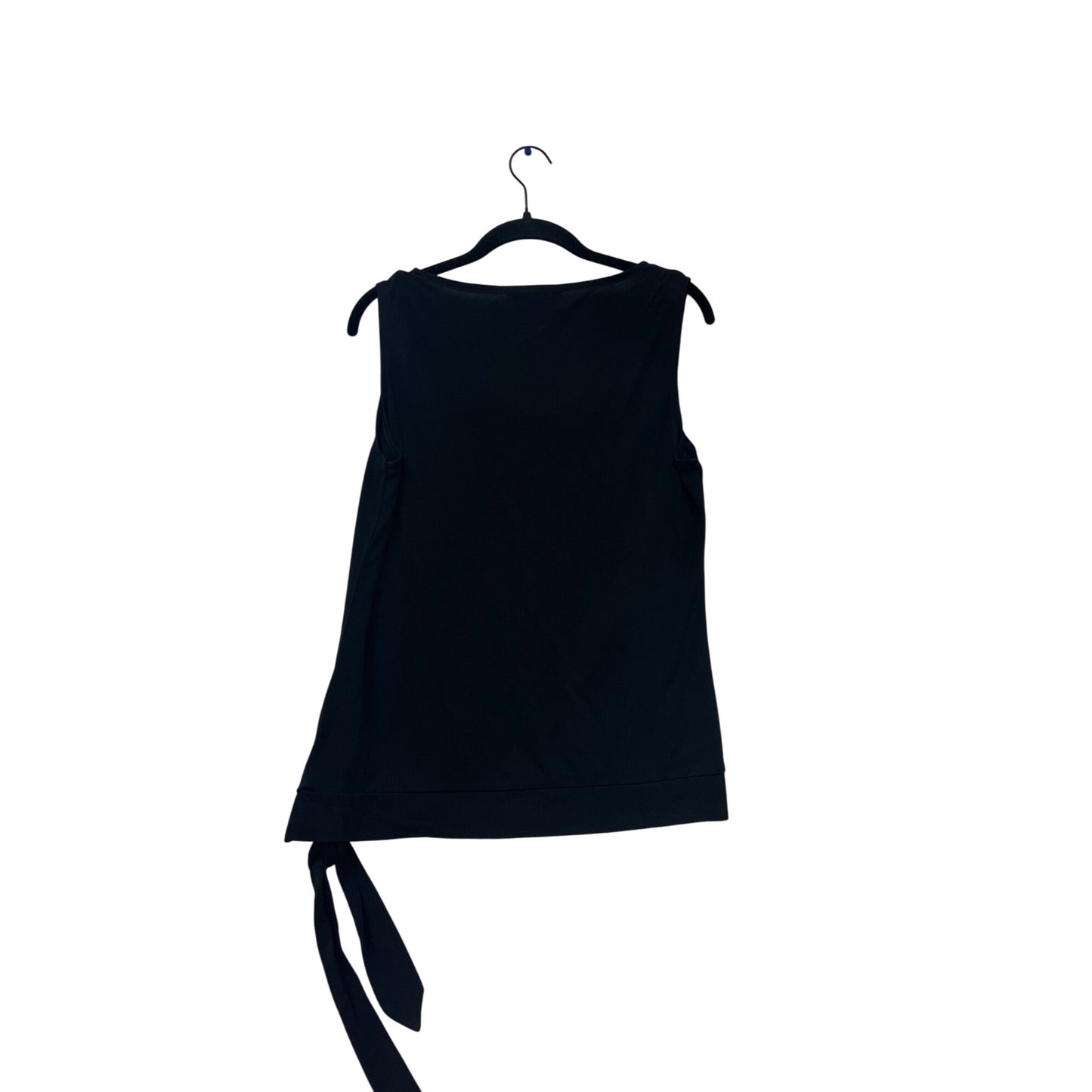 Bloomingdales Black Sleeveless Drape Neck Top With Tie Waist #544A