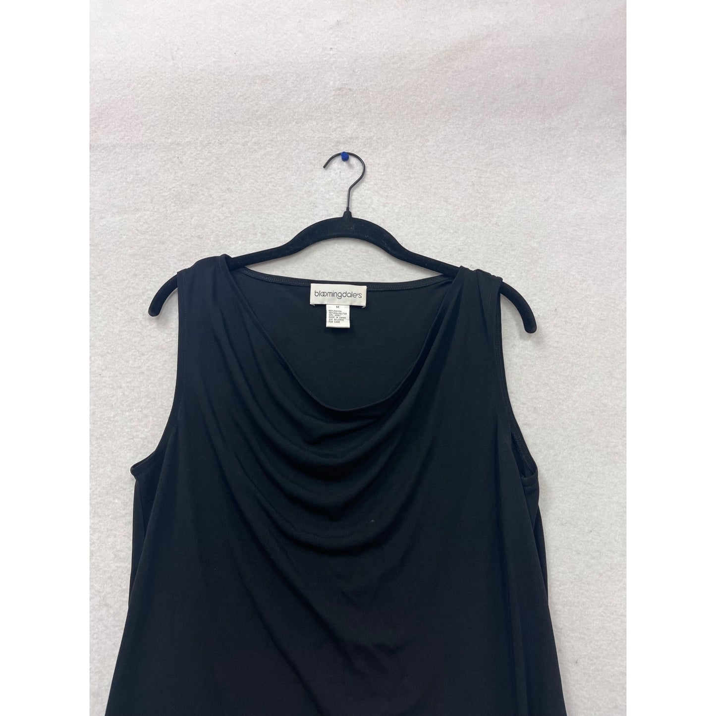 Bloomingdales Black Sleeveless Drape Neck Top With Tie Waist #544A