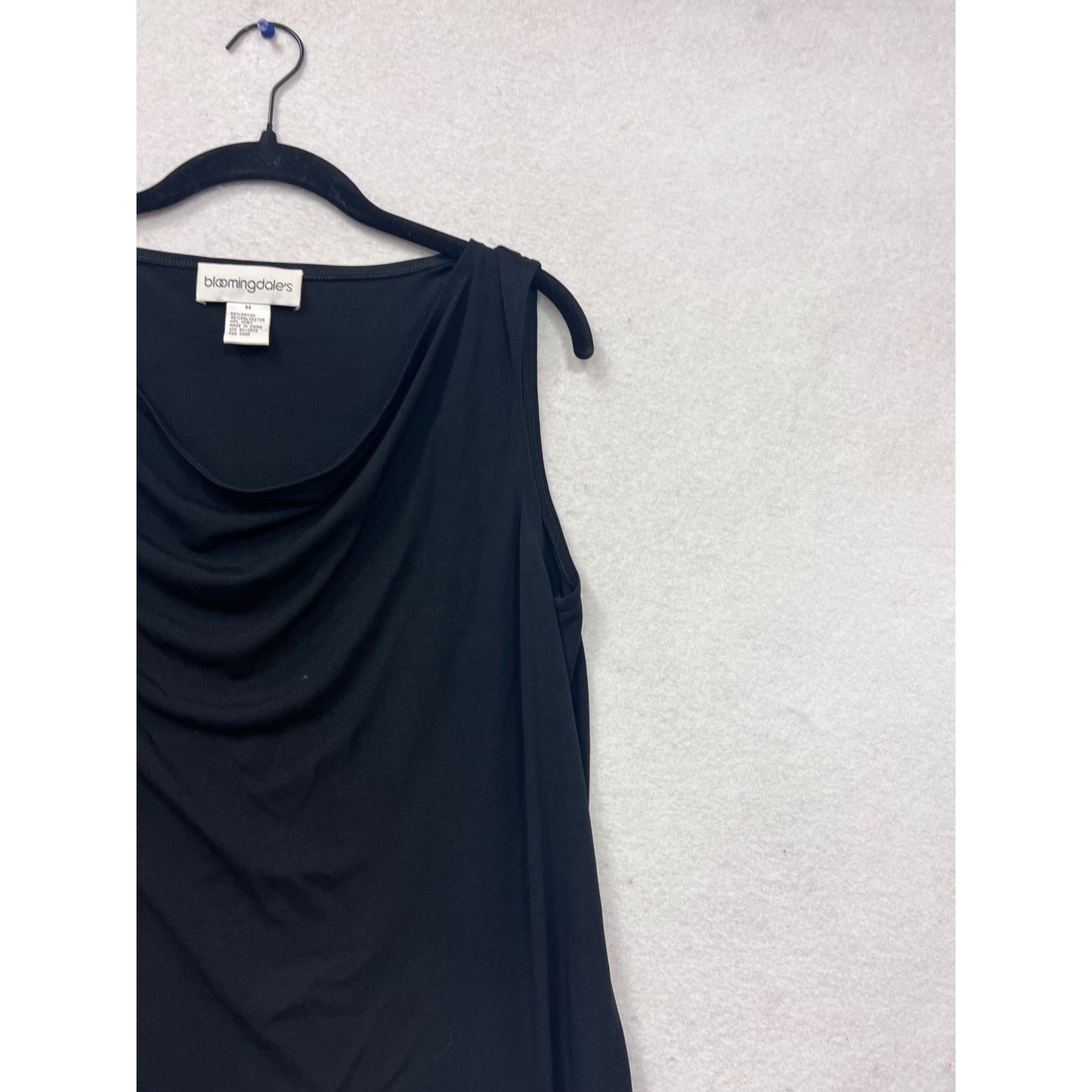Bloomingdales Black Sleeveless Drape Neck Top With Tie Waist #544A
