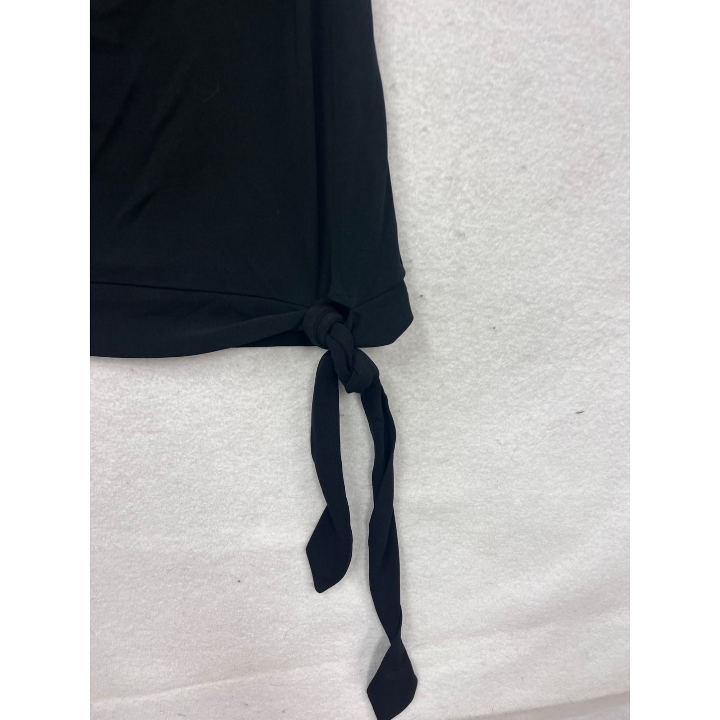 Bloomingdales Black Sleeveless Drape Neck Top With Tie Waist #544A