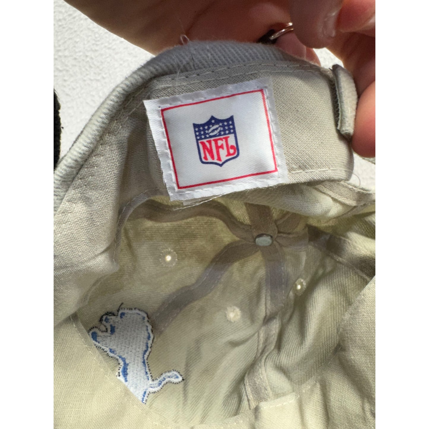 Vintage Detroit Lions Beige NFL Adjustable Baseball Cap With Logo #9677