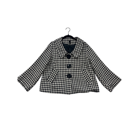 Womens Houndstooth Black & White Cropped Peacoat Jacket Medium By Lapis #6680