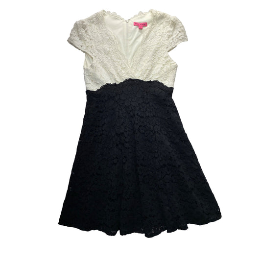 Betsey Johnson Womens Black & White Lace Cap Sleeve Dress #7400