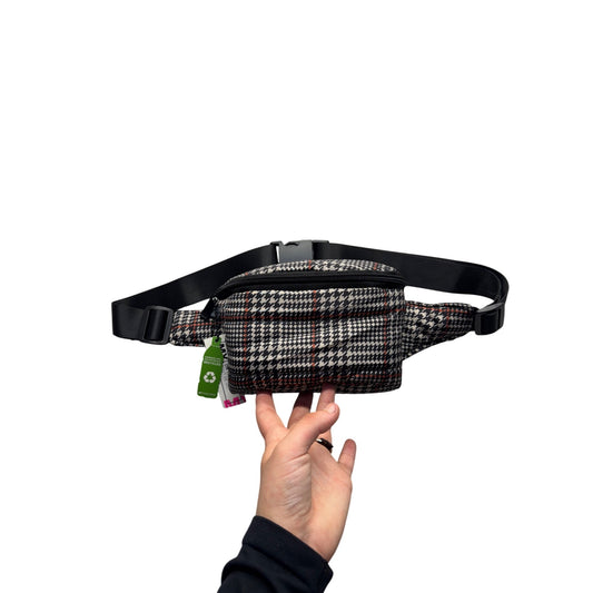 Houndstooth Pattern Belt Bag With Adjustable Strap Black & White #9709