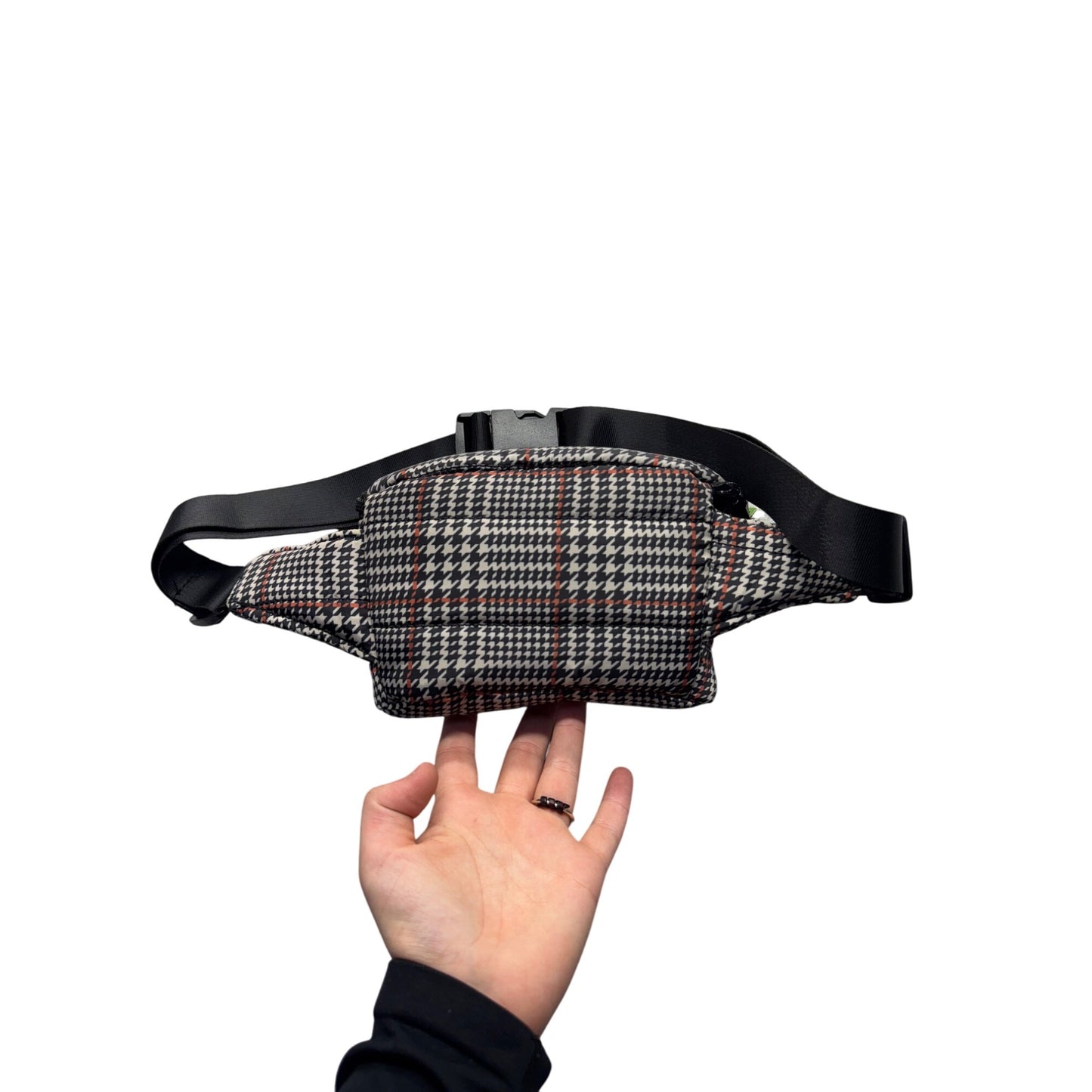 Houndstooth Pattern Belt Bag With Adjustable Strap Black & White #9709