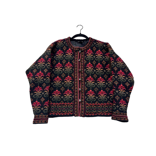 Womens Medium Icelandic Design Wool Cardigan Sweater #66A