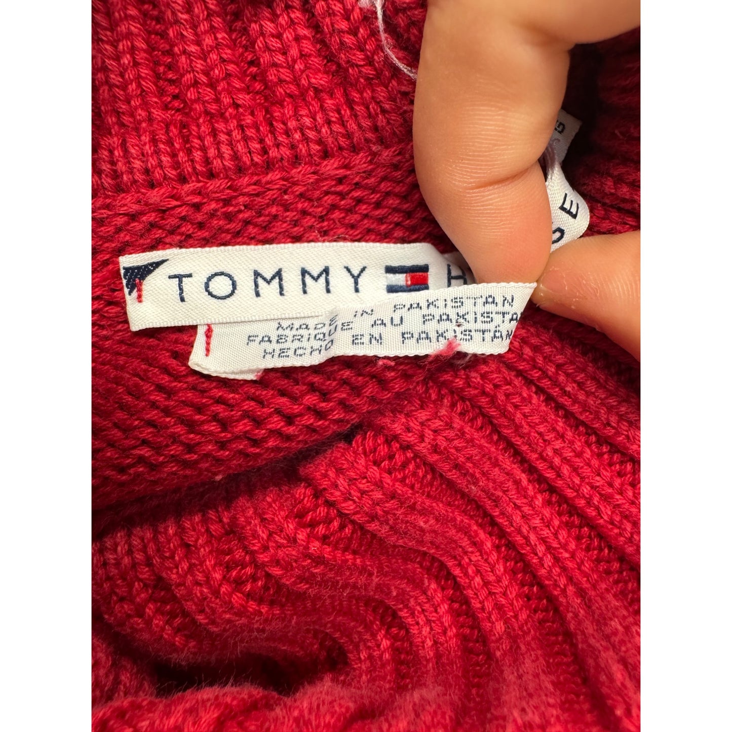 Tommy Hilfiger Red Snowflake Embroidered Wool Turtleneck Sweater #9560