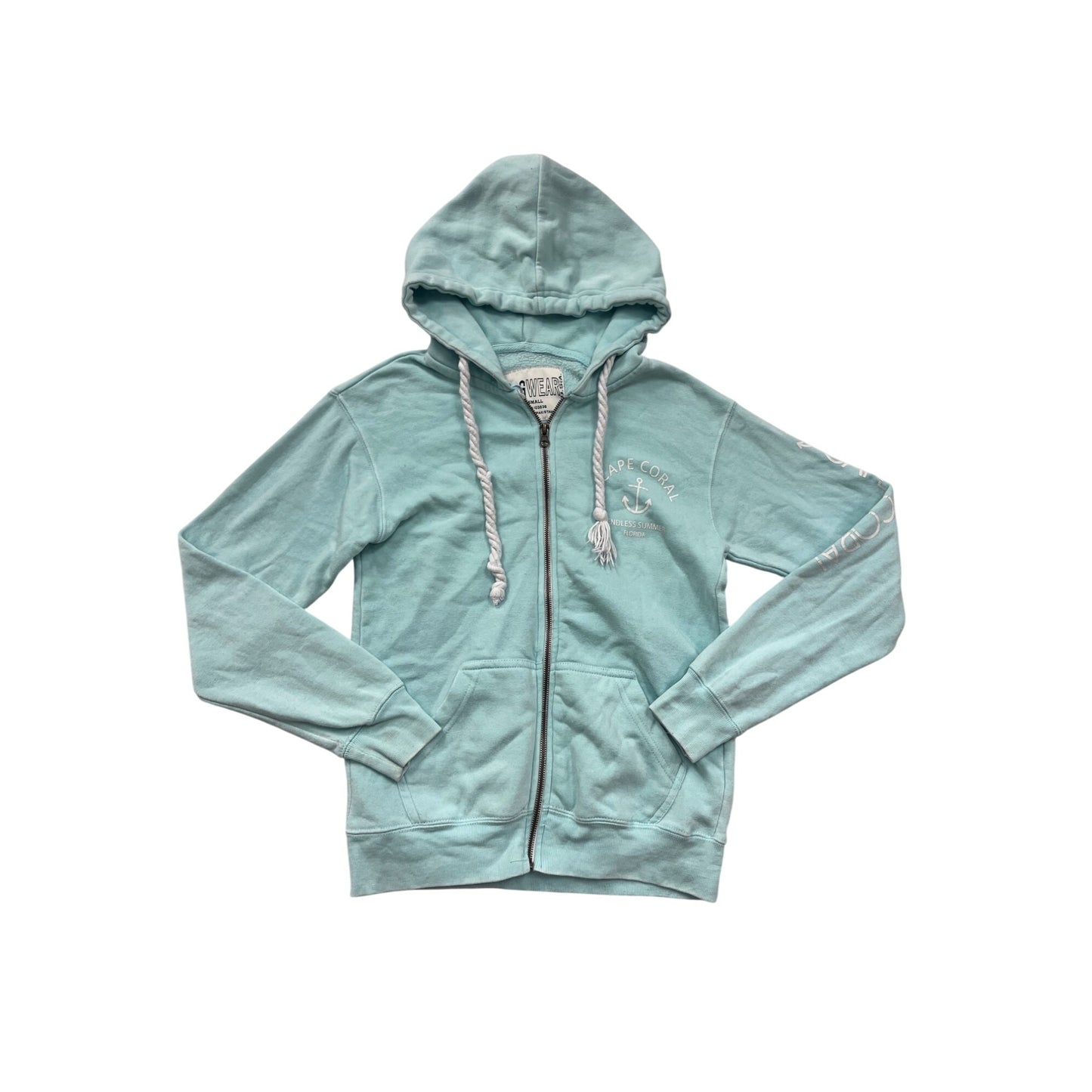 Small Ragwear Cape Coral Mint Hoodie Zip-Up With Pockets & Rope Drawstring #8590