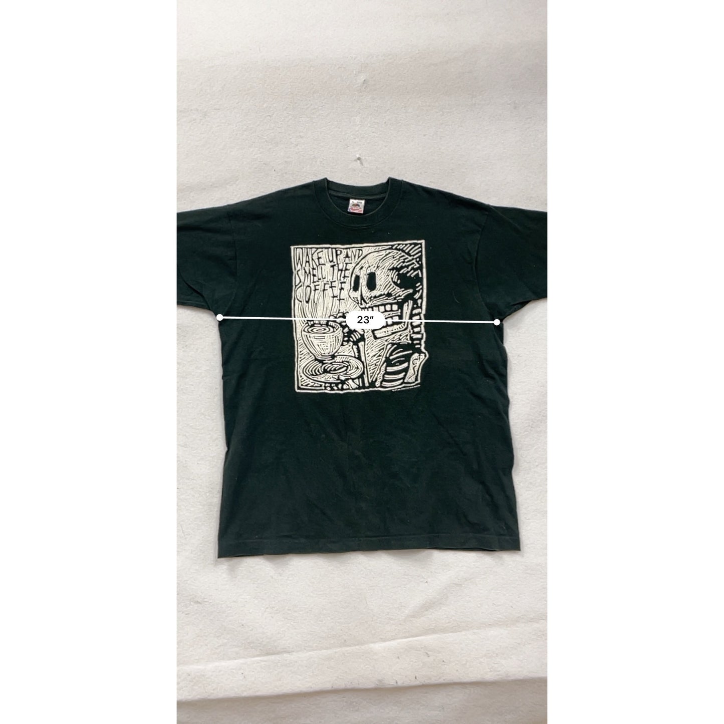 Vintage XL Black "Wake Up And Smell The Coffee" Graphic Tee #8422