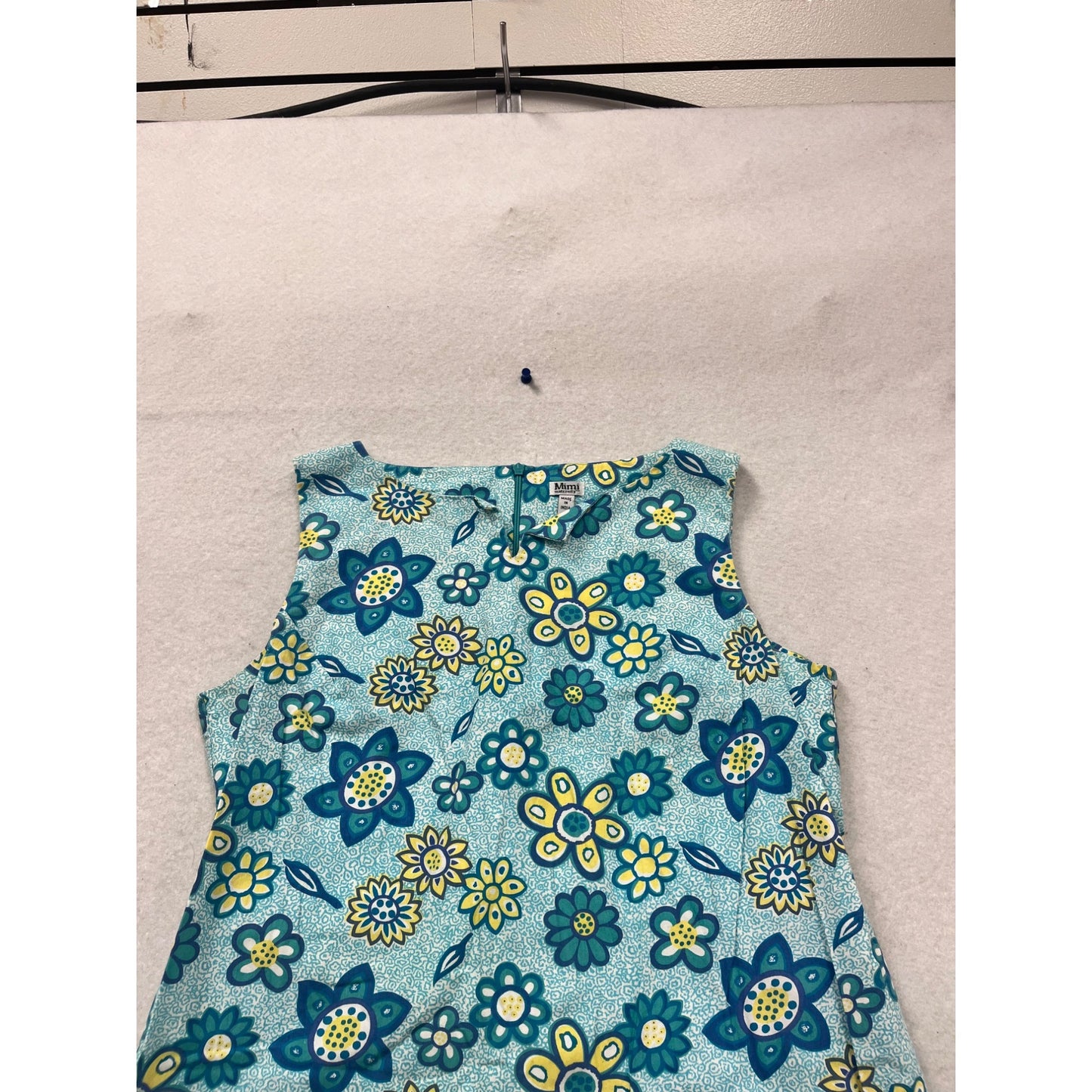 Mini Maternity Sleeveless Floral Dress S Blue & Yellow 100% Cotton #707A