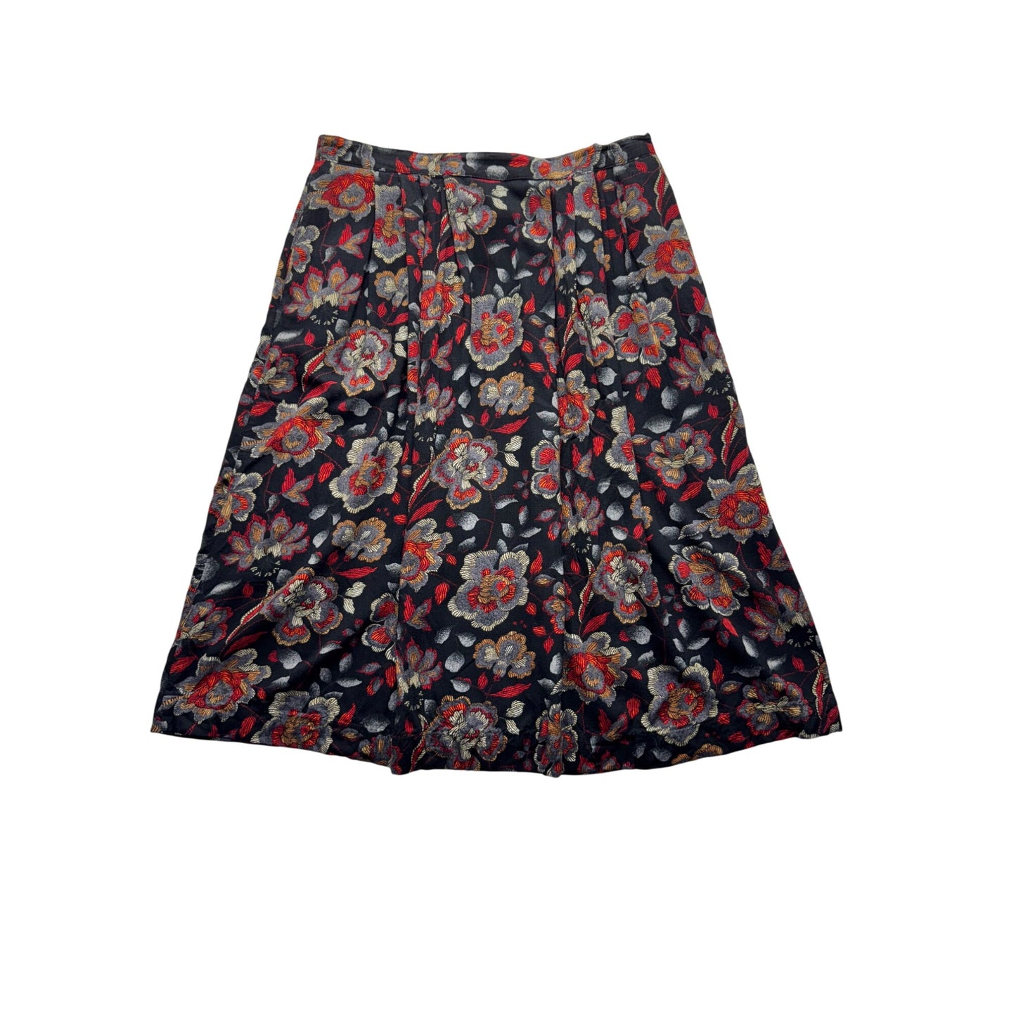 Sagharbor Floral Print A-Line Skirt Rayon Knee Length Professional Attire #9566