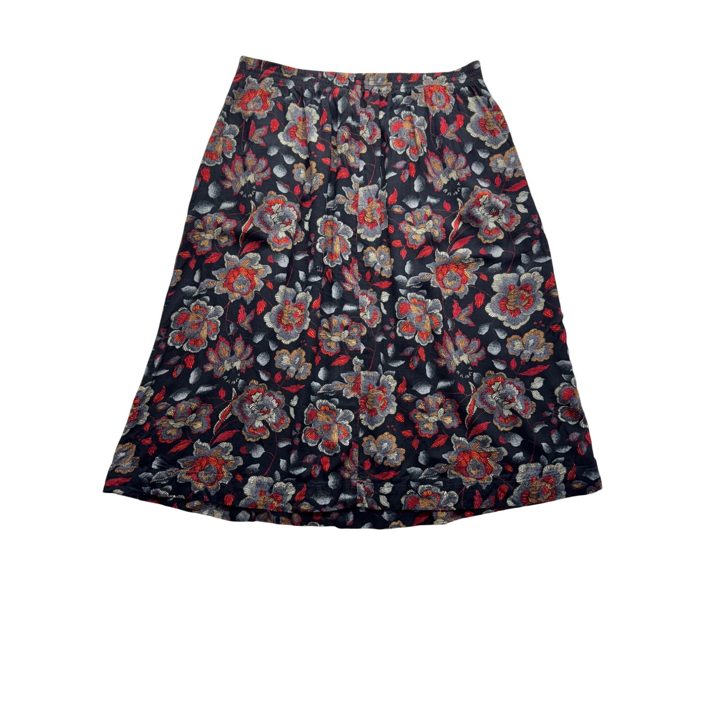 Sagharbor Floral Print A-Line Skirt Rayon Knee Length Professional Attire #9566