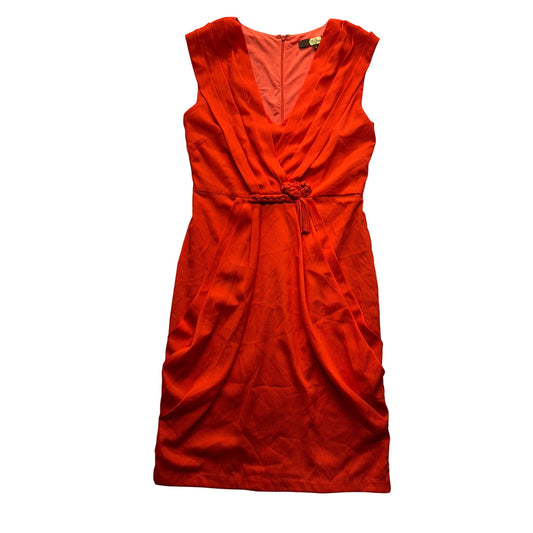 Eva Franco Red Sleeveless Draped Dress Size 6 Braided Waist Detail #261B