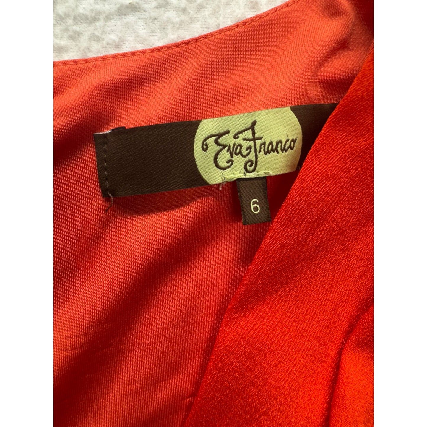 Eva Franco Red Sleeveless Draped Dress Size 6 Braided Waist Detail #261B