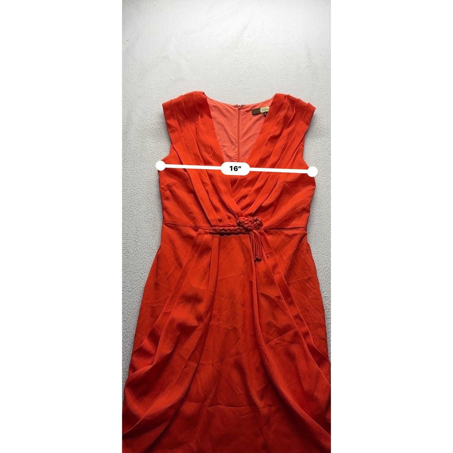 Eva Franco Red Sleeveless Draped Dress Size 6 Braided Waist Detail #261B